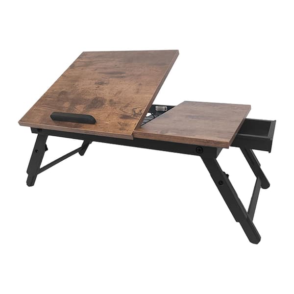 Justerbart laptopbord med låda – vinklingsbar topp, hopfällbar