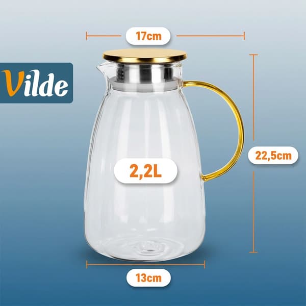 Glaskande med låg, 2,2 l kapacitet