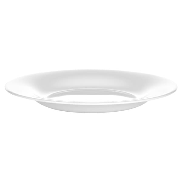 Desserttallrikar i glas, vita, 18 cm, set om 6