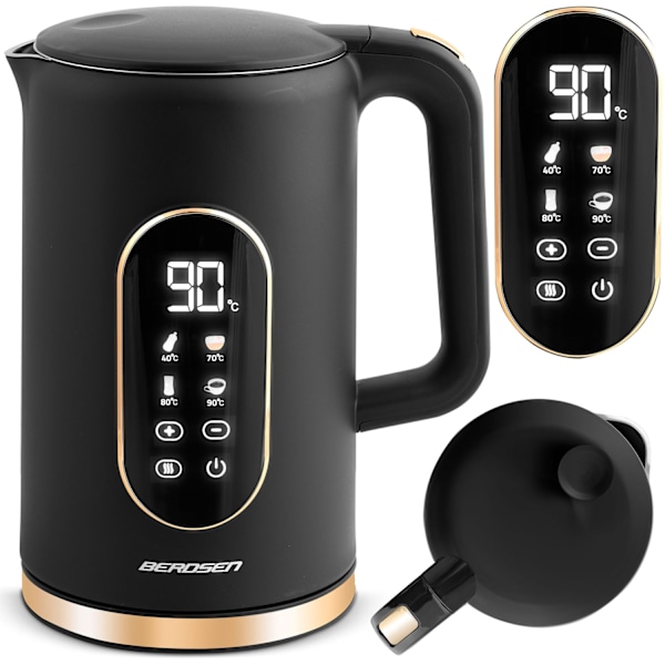 Elektrisk vattenkokare 1,7l Berdsen BD-712 svart och guld