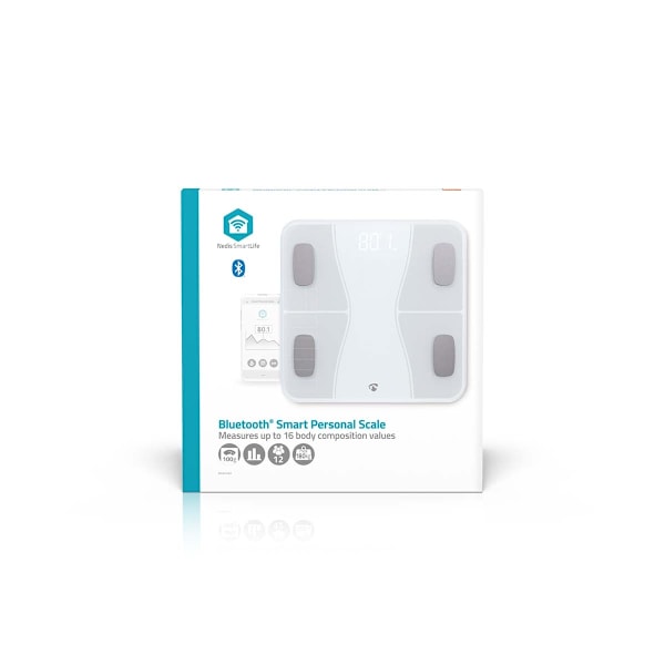 SmartLife Personvægt | Bluetooth® | Ben / BMI / BMR / Fedt / Muskler / Vand / Vægt | 12 | Maksimal belastning: 180 kg | Android™ / IOS | ABS / Glas |