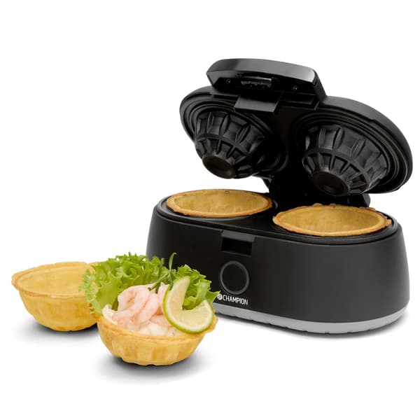 Dobbelt vaffelskål, 1000W, non-stick, sort
