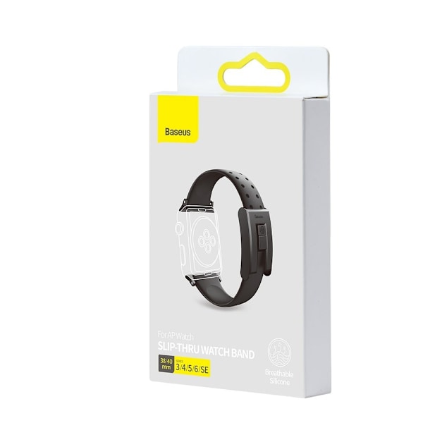 Rembåndsarmbånd til Apple Watch 3/4/5/6/SE 38-40 mm Slip-Thru Sort