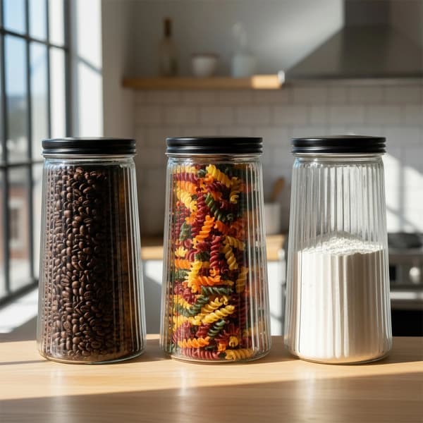Glasbeholder til tør mad, 1,4 l, lufttæt låg