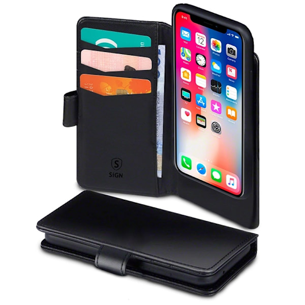 SiGN Wallet -kotelo 2-in-1 iPhone 12 Pro Maxille - musta