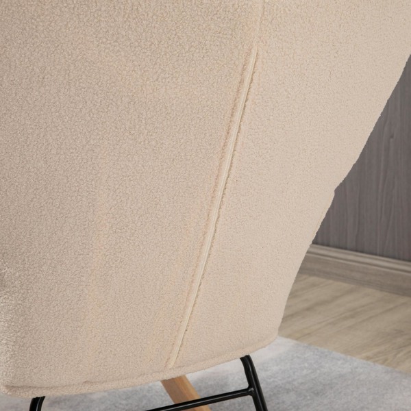 Gyngestol, Accentstol, Afslapningsstol Med Berberfleece, Til Soveværelse, Op Til 120 Kg, Beige, 71X92X101 Cm