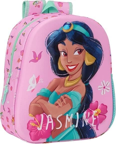 Aladdin Jasmine 3D-rygsæk, 33 cm størrelse, skoletaske til børn