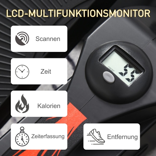 Mini stepper med LCD-skærm, motionscykel, pedaltræner, træningsenhed, trinløst justerbar modstand, skridsikker stepboard