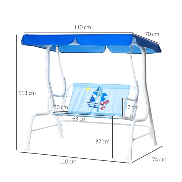 Hollywood Swing Trädgårdsgunga För Barn, 2-Sits Med Justerbart S