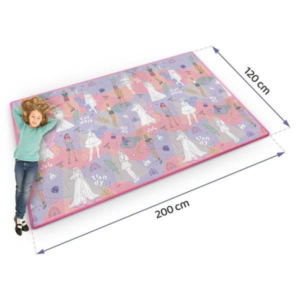 Färgglad Skumlekmatta, Ihoprullbar – 200 x 120 x 0,3 cm, Ricokids RK-343