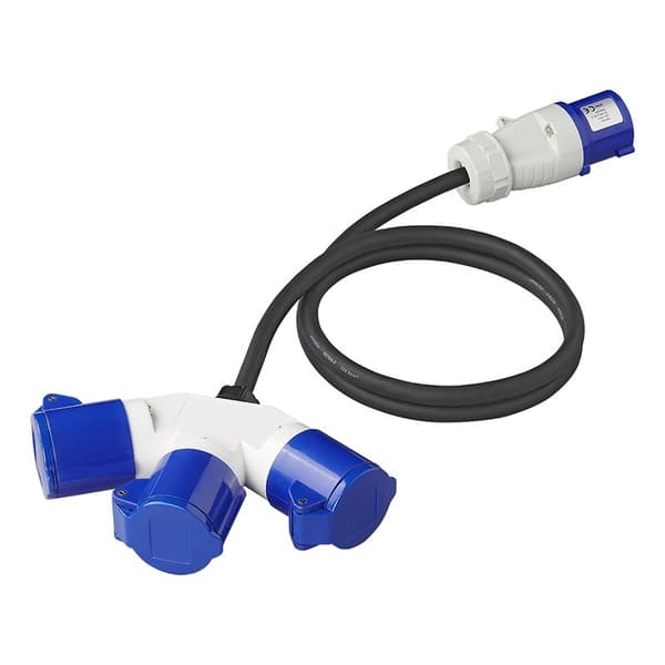 CEE 3-vejs splitter 16A 150cm 3x2,5mm²