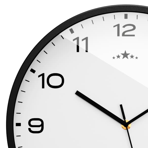 Stor svart radiostyrd väggklocka Ø31cm