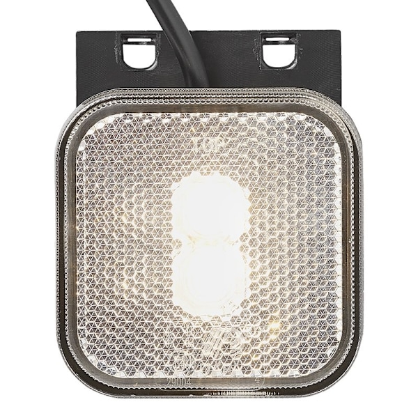 Forreste positionslygte 12/24V hvid 65 x 65 mm LED med holder