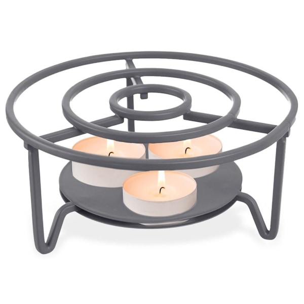 Grå Metallisk Värmare för Tekanna med Tealight - 3 ljus