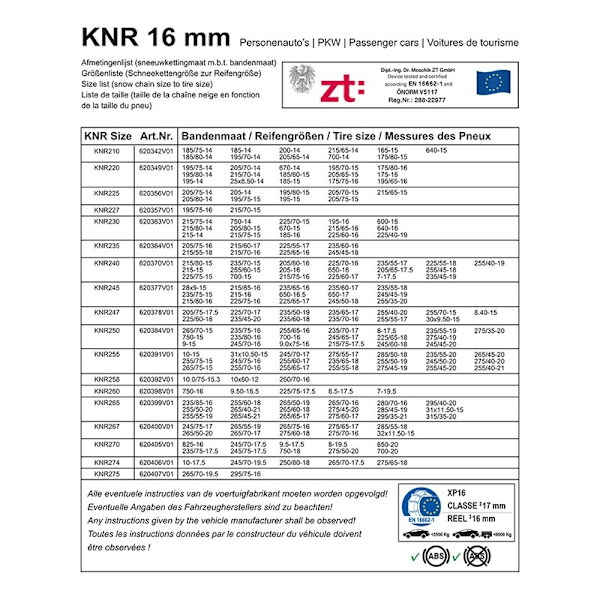 Snökedjor 16mm KNR270