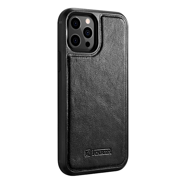 Cover betrukket med naturligt læder til iPhone 12 Pro Max Læderolievoks sort