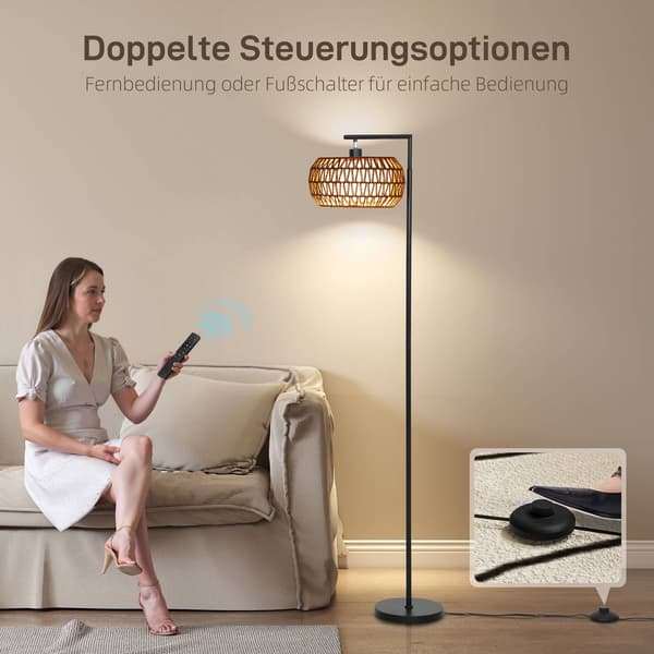 Dæmpbar LED-gulvlampe, dobbelt skærm, 3 farvetemperaturer, sort