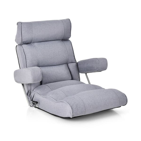 Gulvstol foldesofa med justerbart ryglæn 80 x 72 x 75 cm grå