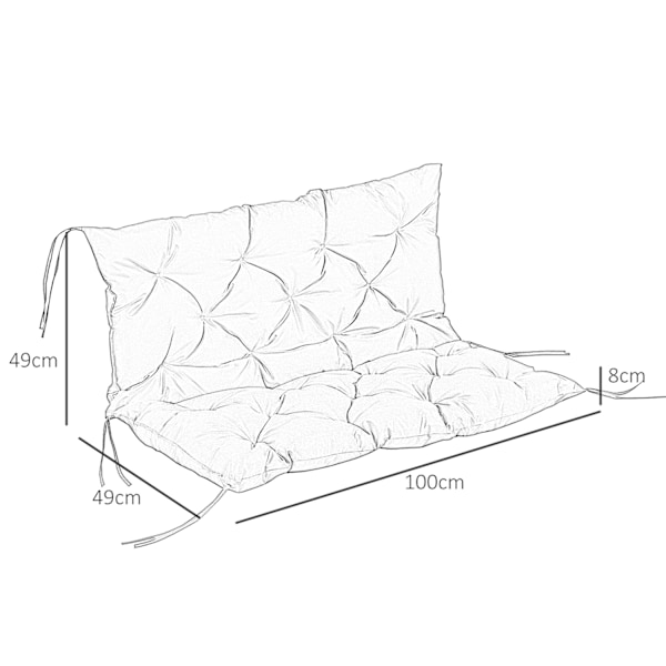 3-paikkainen penkkityyny 100x98x8 cm penkkityyny hihnoilla, istuintyyny, ulko-/sisätuolityyny, istuintyyny, istuintyyny, penkkityyny puutarhakalusteis