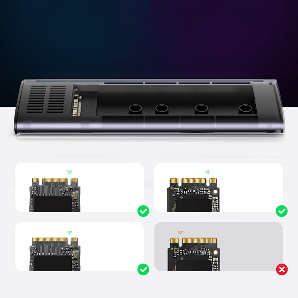 Taskukotelo M.2 SSD -asemalle USB 3.2 Gen 2 SuperSpeed ​​​​USB 10 Gbps harmaa