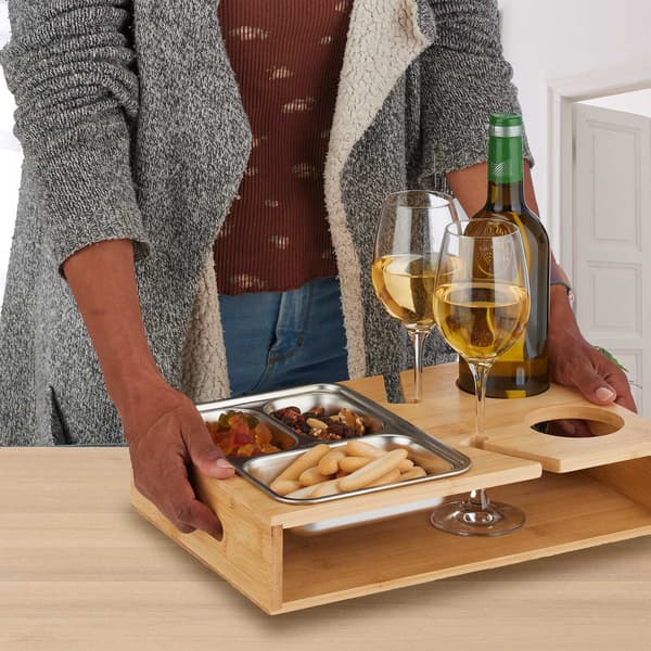 Soffbord med bricka i rostfritt stål
