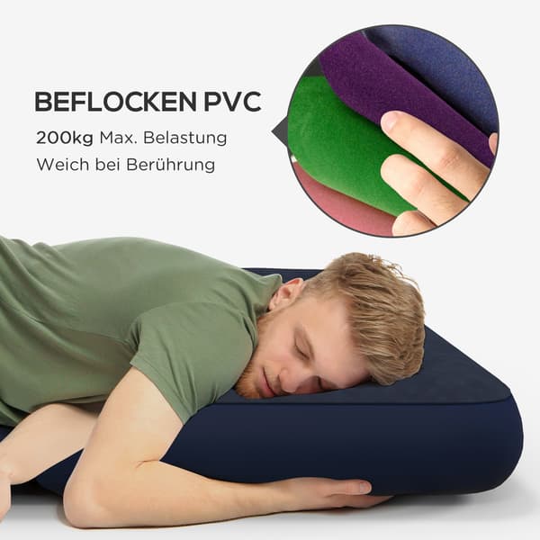Air Bed Foldedobbelt Campingseng, Mørkeblå, 203X152X22Cm