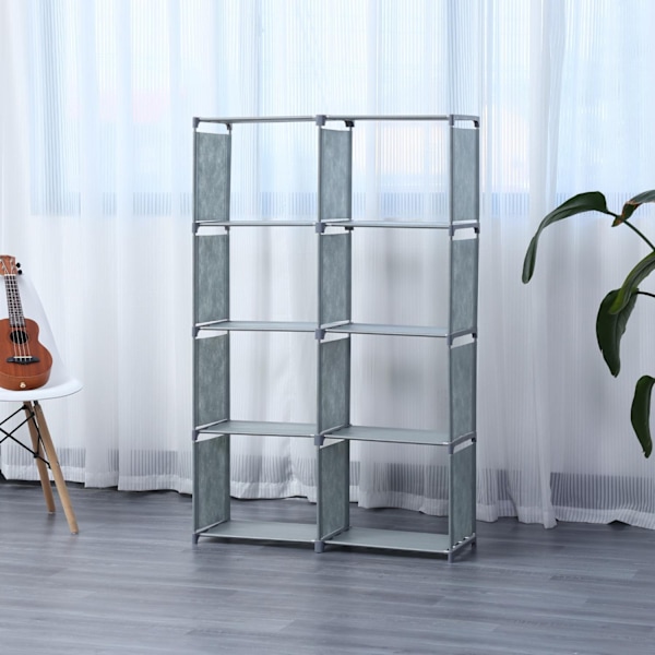 Herzberg 8-lags multifunktions bogreol og opbevaringsstativ - 85x125 cm sort