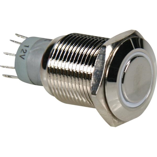 Rund Metal Trykknap Spdt 1No 1Nc - Hvid Ring