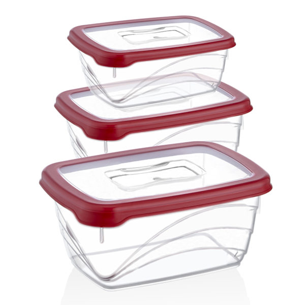 Herzberg 3 dele ekstra dyb Bio Saver Box-sæt rød