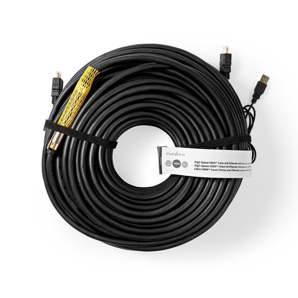 High Speed ​​HDMI ™ Kaapeli Ethernet | HDMI™ liitin | HDMI™ liitin | 4K@30Hz | 18 Gbps | 50.0 m | Pyöreä | PVC | Musta | Panta