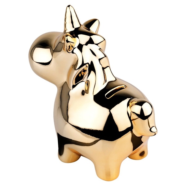 Keramisk spargris, guldspegel, 18x10,5 cm