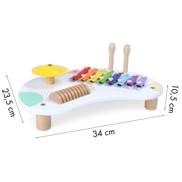 Bord med instrumenter, musikbord, bækkener +18m ECOTOYS