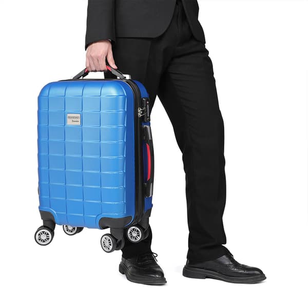 Hård kuffert, blå, 40L, 360 spinnerhjul