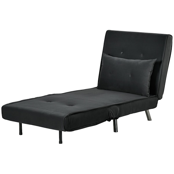 Sovestol Foldestol Sengefunktion Enkeltsofa Pude Gæsteseng Polstret Sofa Velvet Sort 77X88X83Cm