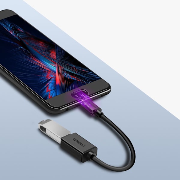 OTG-kaapelisovitin USB 3.0:sta USB-C:hen - musta