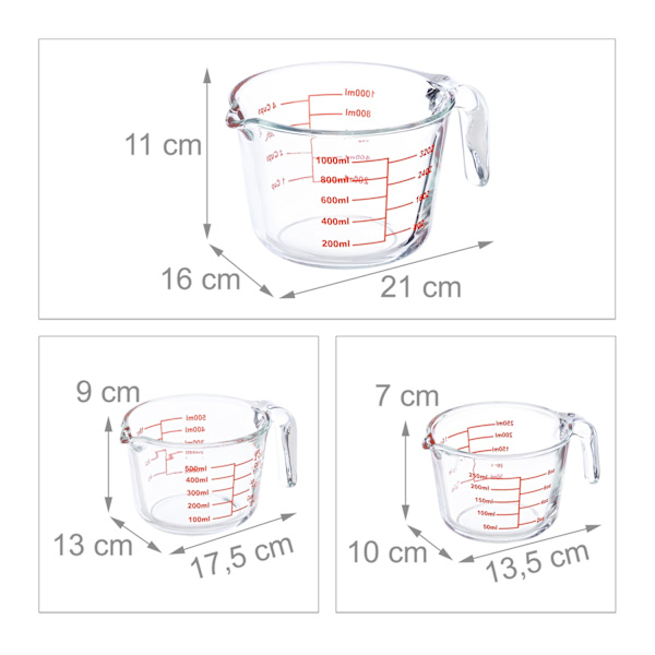 Måttkanna i glas set om 3