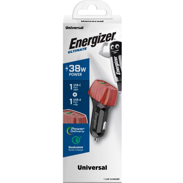 Energizer Ultimate - USB-C & USB-A 38W PD + QC3.0 biloplader (VA