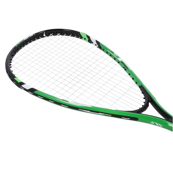Crossminton-setti, jossa 2 mailaa, sulkapallot, vihreä kansi