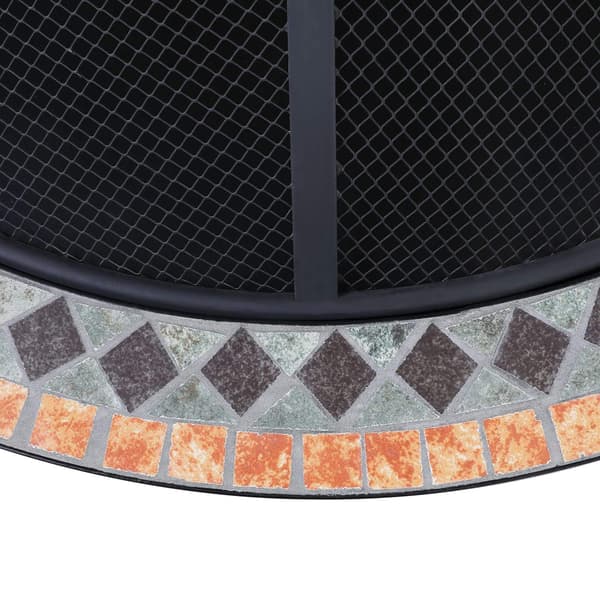 Mosaik eldstad, 86 cm rund, pulverlackerad stål