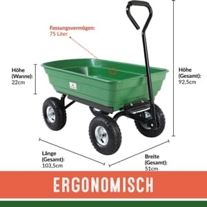 Puutarhakärry Vihreä 300kg 75l