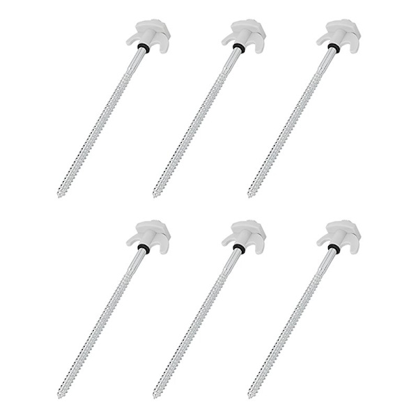Tältpinne 20cm metallskruvbar med plastkrok 6 stycken i polybag