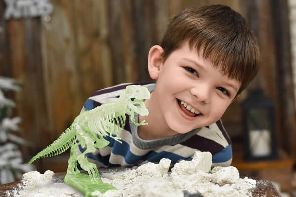 T-Rex fossilgravesæt til børn, selvlysende, 10 dele