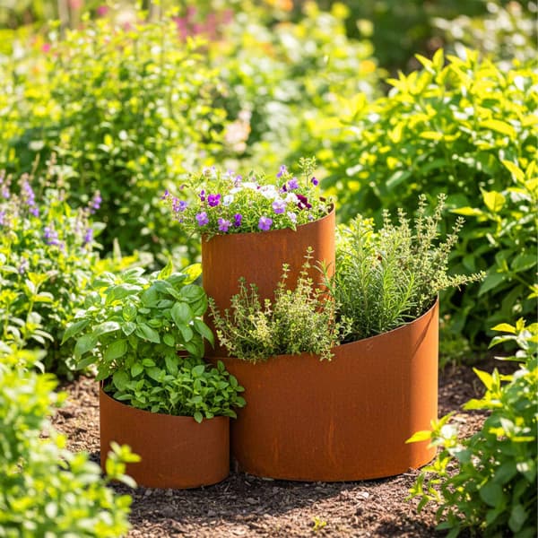 Urtepyramide haveplante, stål, rustfinish