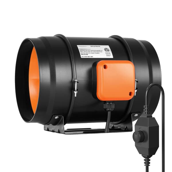 Inline-kanalventilator 8 tommer 506 CFM, variabel hastighedsregulator