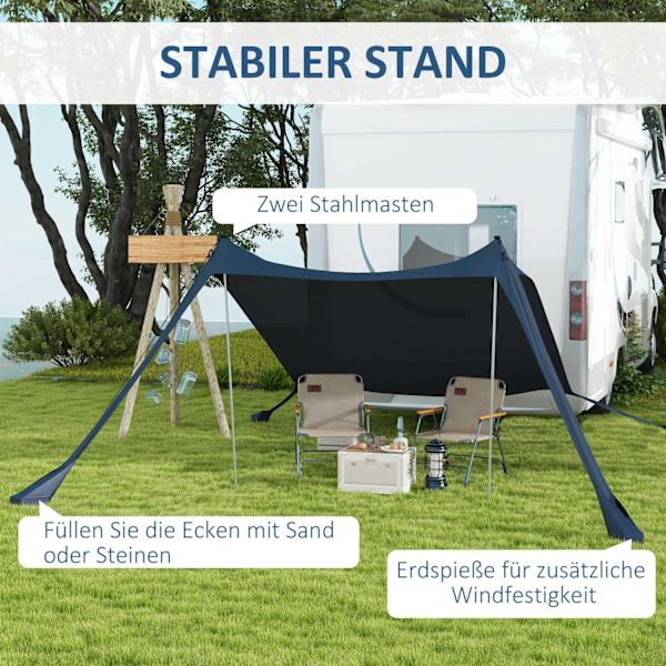 Solafskærmning Baldakin Vandtæt Markise 2,15X2X2M Med Uv-Beskyttelse, Stålstænger & Bæretaske, Til Camping, Rejse, Fiskeri