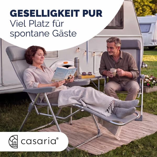 Hopfällbara trädgårdsstolar i aluminium, set om 2, grå