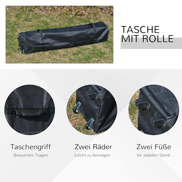 Garden Gazebo 2,95X2,95M Foldeligt Gazebo Pop-Up Med Pløkker & Guy Ropes, Oxford Stof, Uv-Beskyttelse, Sort