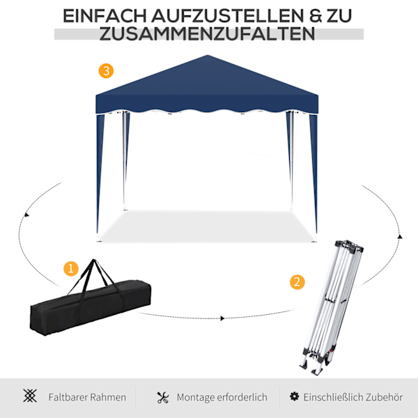 Folde Gazebo Pavillon 3 X 3 M Havepavillon Foldeligt Festtelt Højdejusterbart Havetelt Med Transportpose Uv Beskyttelse Stål Oxford Blå