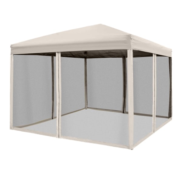 Folde Gazebo Gazebo Foldetelt Med Sidevægge & Taske, Stål + Oxford, Beige, 3X3X2,55M