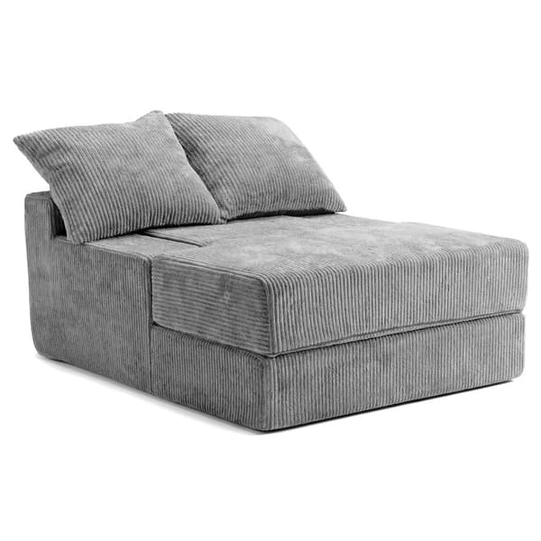 Hopfällbar bäddsoffa, bäddsoffa, grå, 2 kuddar